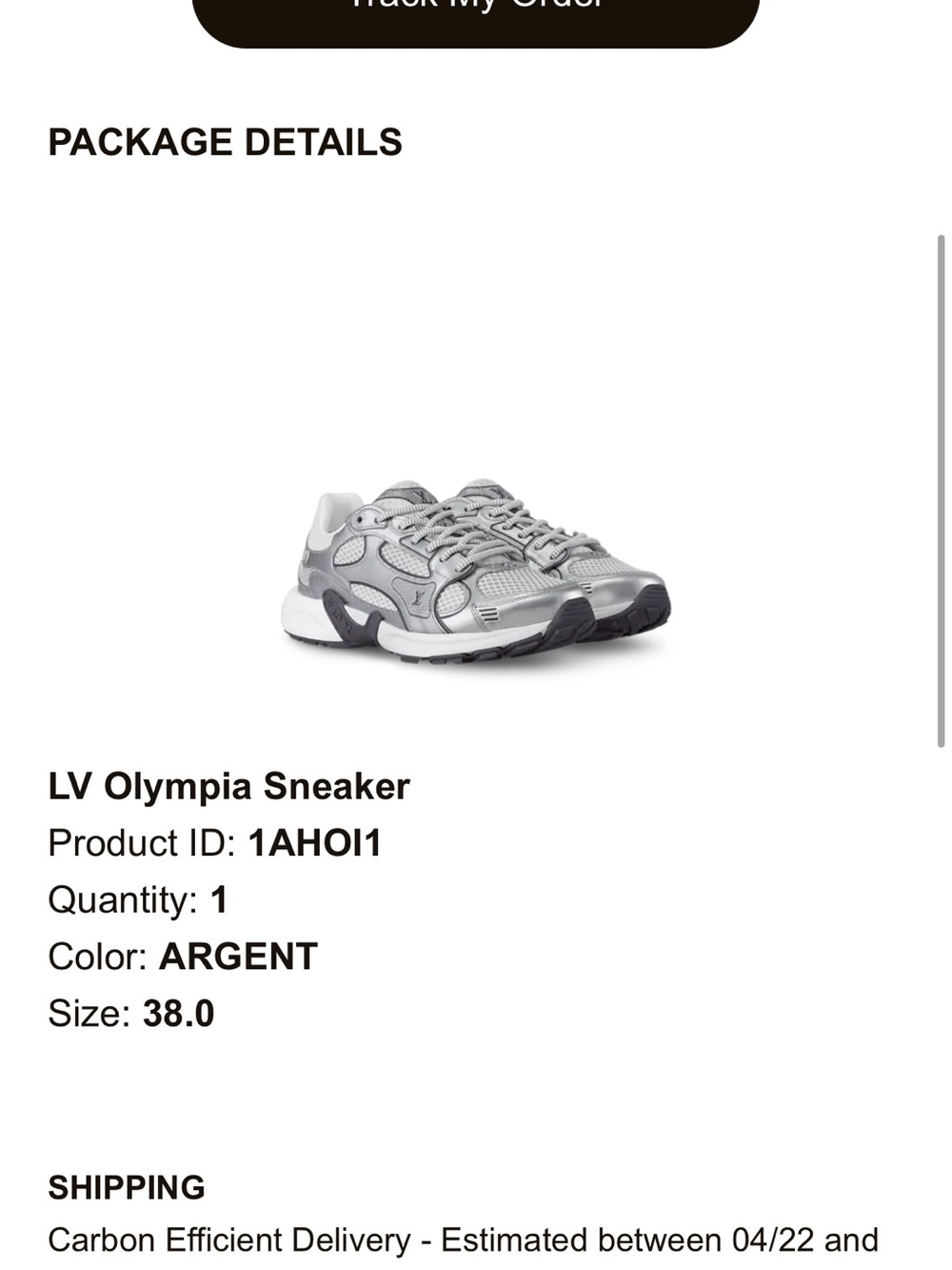 Louis Vuitton Silver and Gray LV Olympia Women's Sneakers
